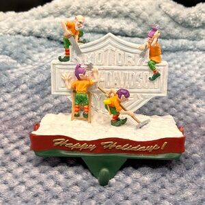 Harley-Davidson Red, White, Green Elf Workshop Stocking Holder